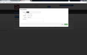 Screenshot of New Call Entry 